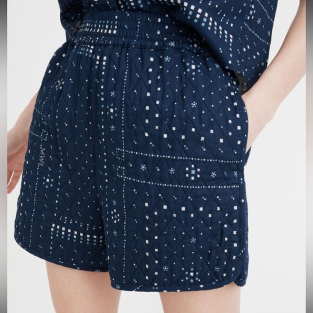 Madewell Quilted 100% Cotton Navy Blue Bandana Patterned Women's Shorts
